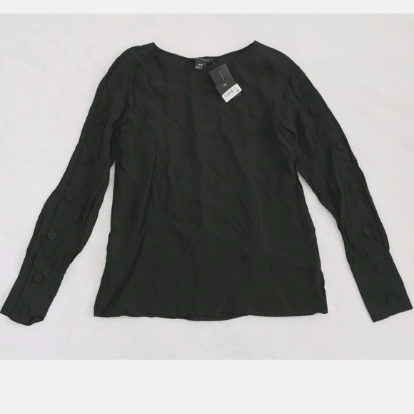 Club Monaco black button lined sleeve detailed blouse XS - Picture 4 of 7